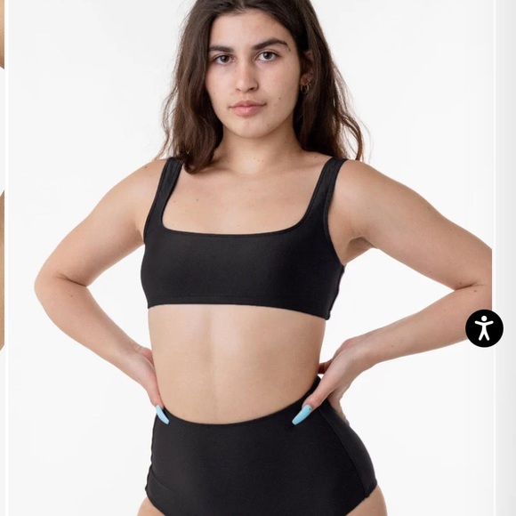 Los Angeles Apparel SQUARE NECK BIKINI TOP XS BLACK - Picture 1 of 7